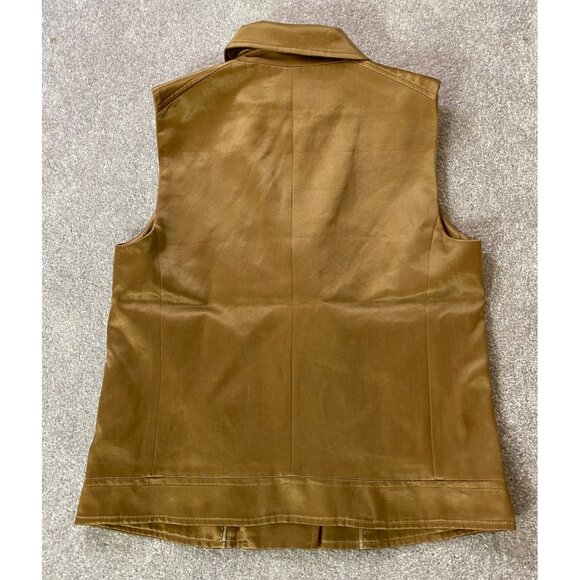 Massimo Dutti Brown Sleeveless Vest Jacket With Asymmetrical Zip Closure Small - Picture 2 of 9